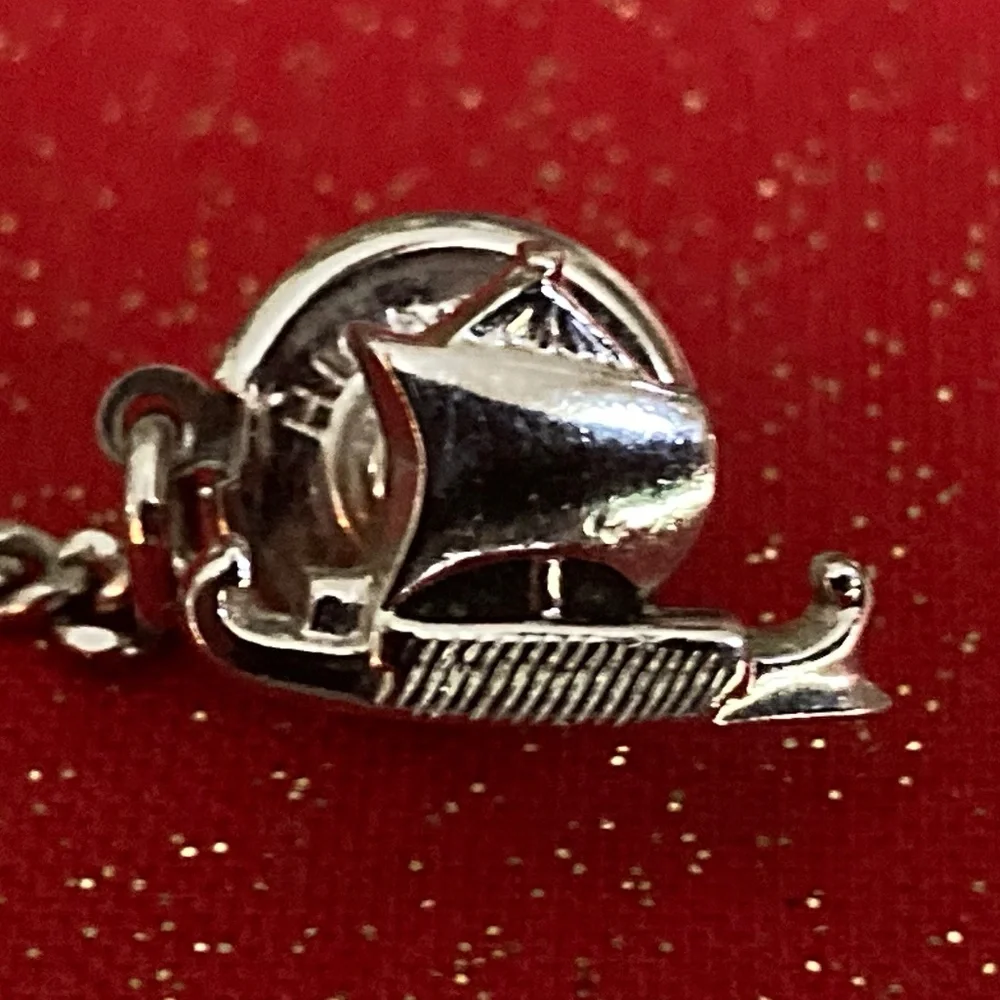 Vintage Arita  Tie Tack / Lapel Pin – Viking Longship Design – Silver Tone – USA